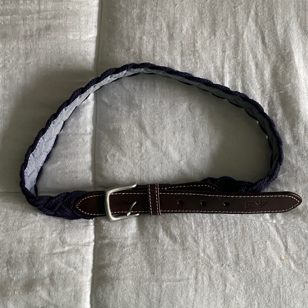 Vineyard Vines Blue Braided Reversible to Chambray Belt